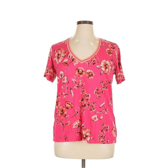 Johnny Was Multicolor Abstract Print Short Sleeve T-Shirt Tee Size XL Flowy - Picture 1 of 7